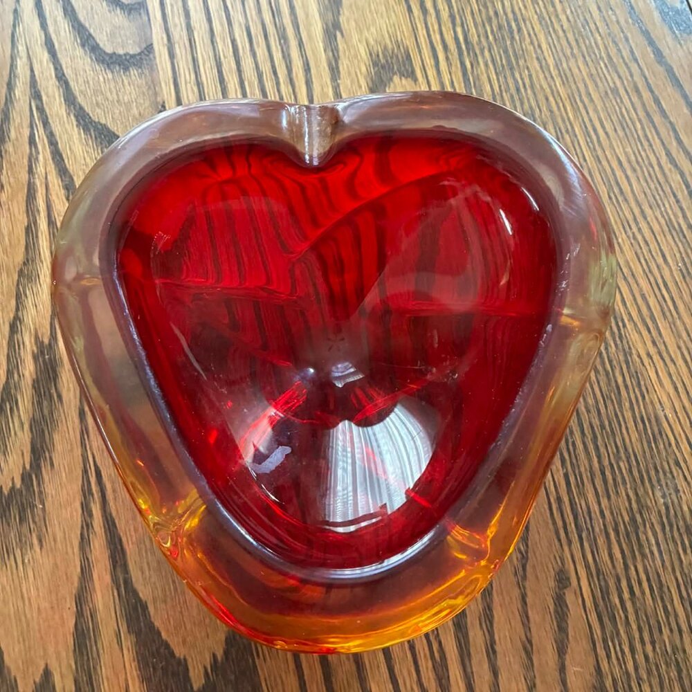 Vintage Ruby Red Heart Dish